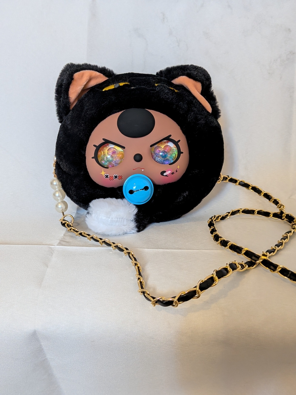 Baby Three Fortune Cat Plush Pouch - Black Cat (confirmed)